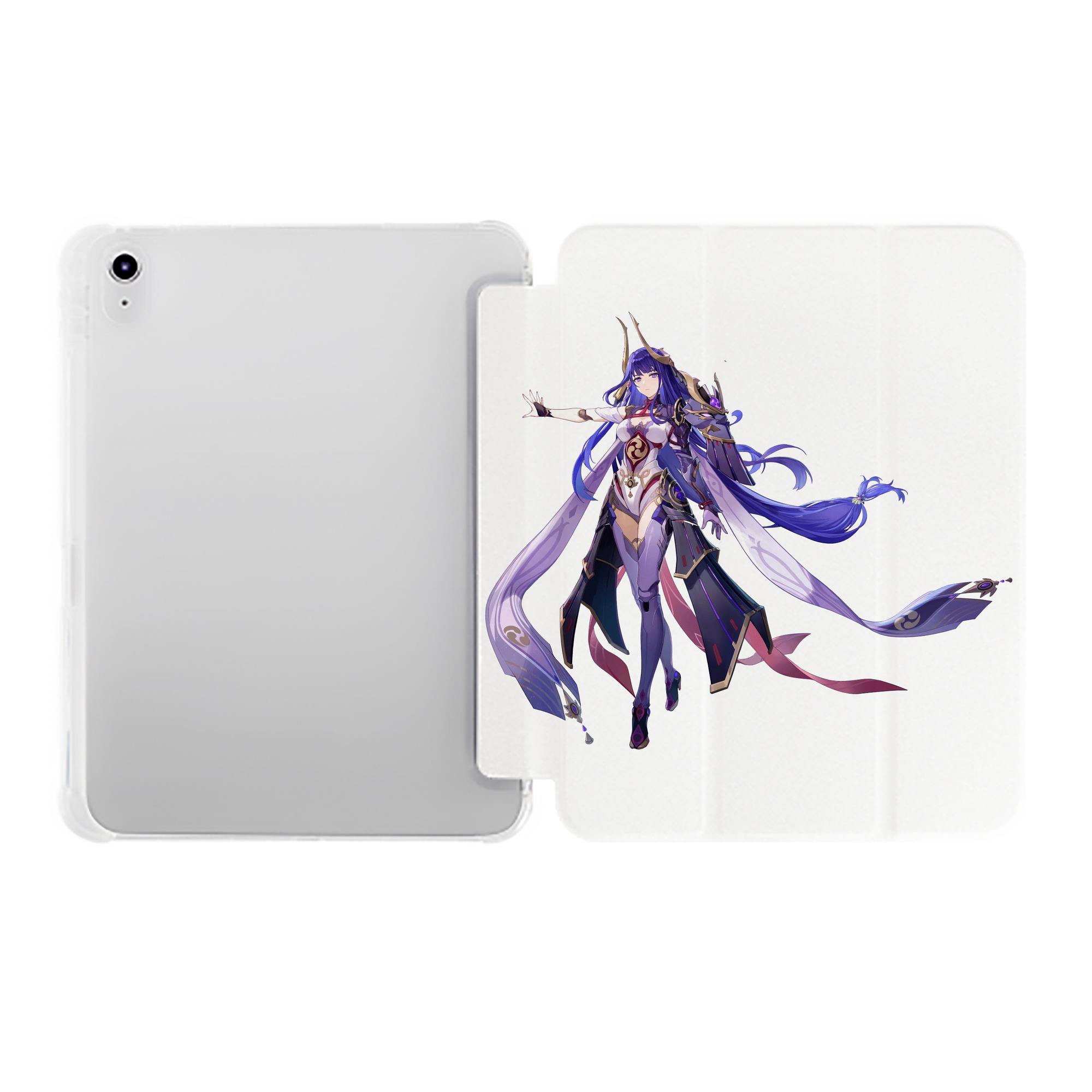 げんし神 雷電将軍 らいでんしょうぐん genshin Raiden Shogun IPad ケース ペン収納付き 三つ折りスタンド PUレザー×シリコン 対応機種9.5/10.5/10.9インチ